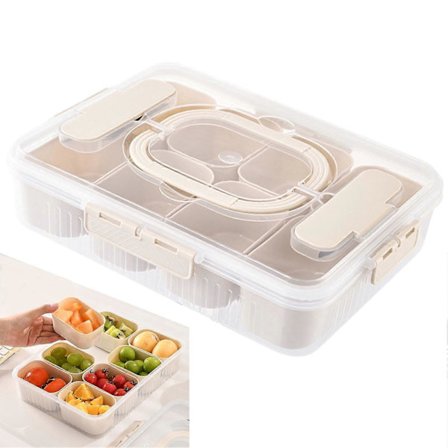 Kylskåp förvaringsbehållare för frukt, indelad grönsakslåda, matförvaringsbehållare, lunchlåda med gaffel, grönsakslåda, portabelt kylskåp