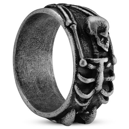 Aspero | Bague Squelette en Acier Inoxydable Gris 10 mm pour hommes - Bagues en acier