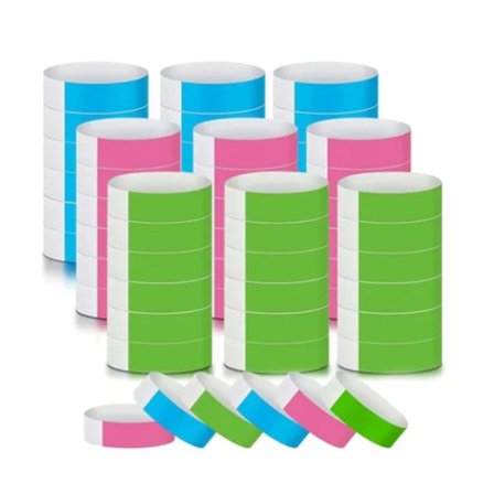 300 stk syntetiske papir armbånd engangsvanntett papir armbåndsarrangement armbånd for fornøyelsespark grønn rosa blå