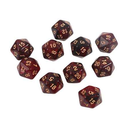 10 stk akryl 20-sidet polyhedral terning for RPG rollespill holdbar 6