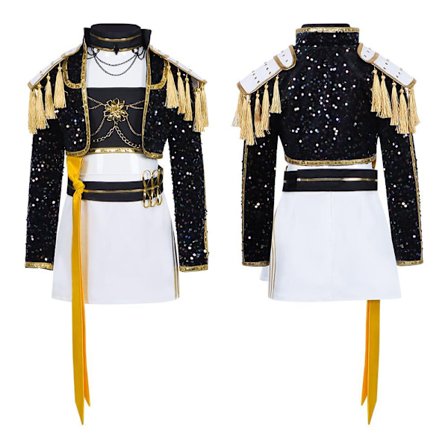 REA Demon Hunter Piger Gruppe Uniform Sort og Guld Rumi Scene Kostume Halloween Sort Syngende Kostume Anime Kostume Mila sort guld