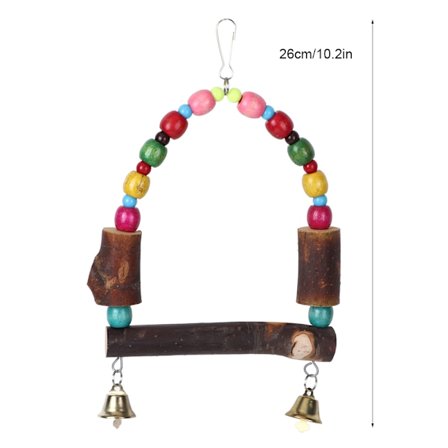 Fugleburstativ i tre Papegøye Hengende Huske med Fargerike Perler Bjelle Hvilehylle Leke