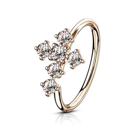 1 Piercingring i IP Pläterad 316L kirurgiskt stål med Zirkoner 4 Rose Guld/vita CZ