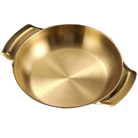 Dobbeltøret stegepande i rustfrit stål i guld/sølv til skaldyr og tapas – koreansk design til hjemmet_TF_TF