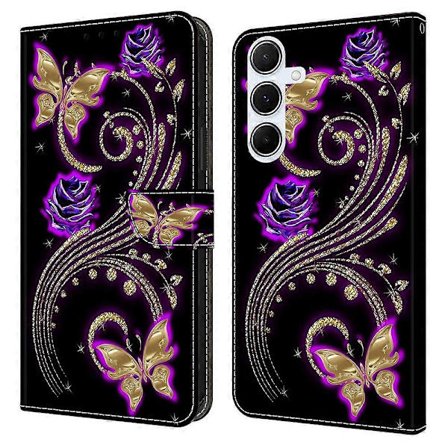 Kompatibel med Samsung Galaxy A36 5G A56 5G Etui 3D Mønster PU Læder Wallet Telefon Cover med Stand - Pink Flo-lingling