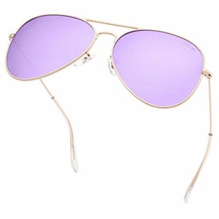 Klassinen polarisoidut Aviator-aurinkolasit UV-peililinsseillä Metalli Retro Shades (violetti)