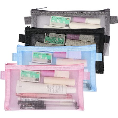 Blyantæske, 4 stk. blyantpose mesh lynlåsposer, nylon blyant S