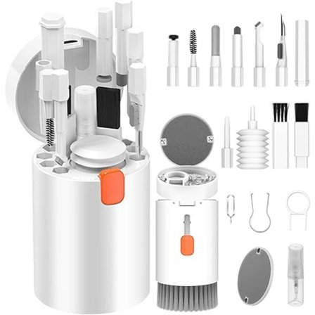 Multifunksjonelt rengjøringssett for elektronikk, for datamaskiner, hodetelefoner, kameraer, telefoner og mer
