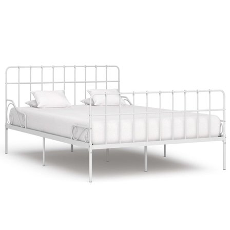 VidaXl Sängram Med Ribbotten Vit Metall 140X200 Cm - Litenleker