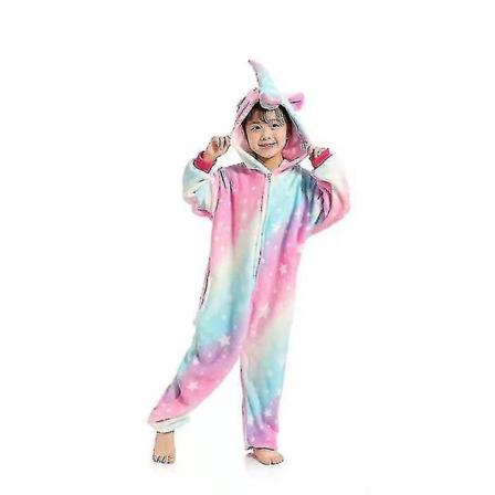 Børn Onesie Flanell Pyjamas Tegnefilm Dyrefigur Kostume Med Hætte Vinter Hjem Kostume Til Milky Way Starry Sky Pegasus