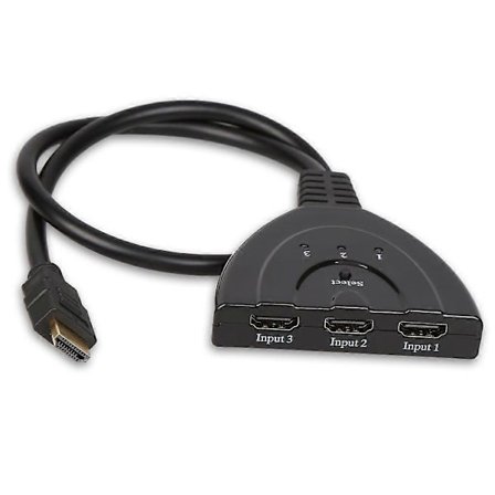 4K@60Hz HDMI Switch 3 Port, 4K HDMI Switcher Splitter Box 3 i 1 Ud, 3x1 HDM Switch Vælger med Pigtail Kabel, Understøtter 3D, HDCP 2.2, HDR 10, Monit