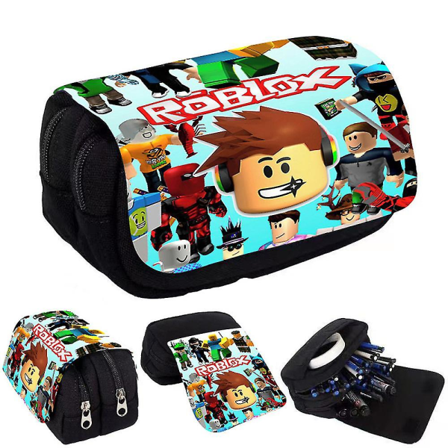 Dobbeltlags glidelås pennveske Roblox spill 3d trykk stasjonær boks tegneserie pennal for barneskoleelever