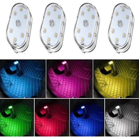 7 Farvede Magnetiske Bil-Indvendige Stemningslys Sæt Trådløst, USB Genopladelige Led Atmosfæriske Lys Indvendige, Mini Bil Bagagerumslys