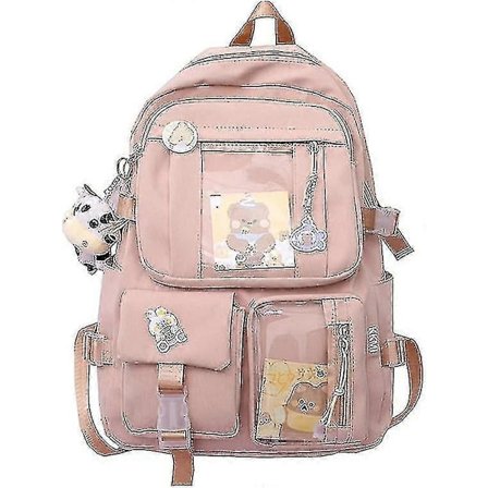 Kawaii Ryggsekk, Stor Kapasitet Søt Bjørn Tilbehør Ryggsekk For Skole Multi Lomme Sekk For Tenåringsjenter Søte Kawaii Ryggsekker (rosa)