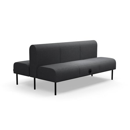 Modulsofa VARIETY, 3-Sitzer, mit USB-Steckdose, doppelt, Stoff Blues CSII, anthrazit