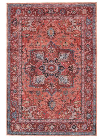 Washable Georgia Oriental Red/Blue Oeko-Tex Rug