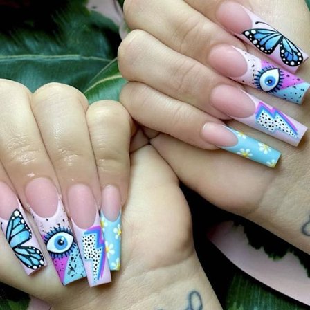 Long Water Pipe Fake Nails Tekokynnet - varastossa