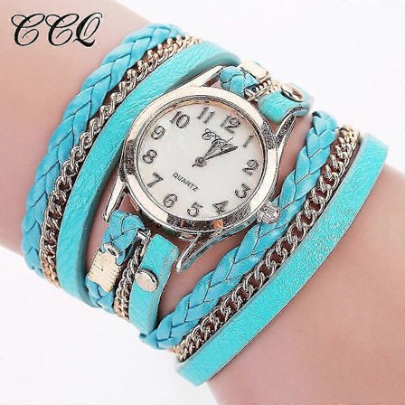 Ccq Lyxmärke Vintage Läderarmband Klocka Herr Dam Armbandsur Mg