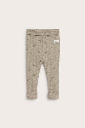 Newbie | Prążkowane legginsy z wełny, dla niemowląt Melanżowy beż 62 | Melanżowy beż