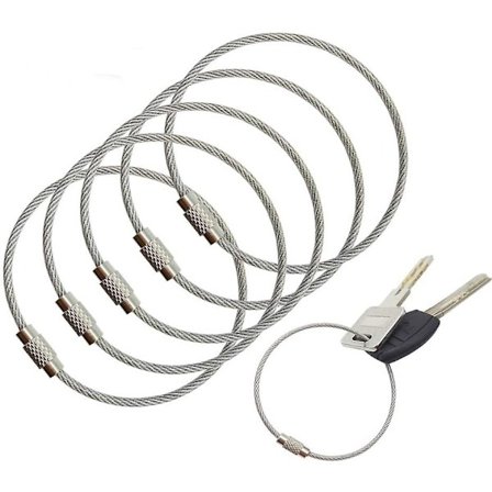Rustfri Stål Wire Nøglering Kabel Løkker 5 Stk
