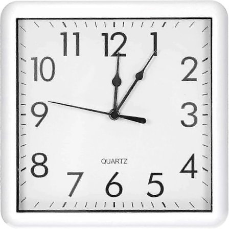 9x9 Inch Wall Clock, Quartz Battery Operated Silent Non-Ticking Square Wall Clock, White