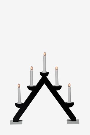 Jotex - El-lysestake 5 lys tre 44 cm Matt black - Kjøp Adventsstaker hos Jotex