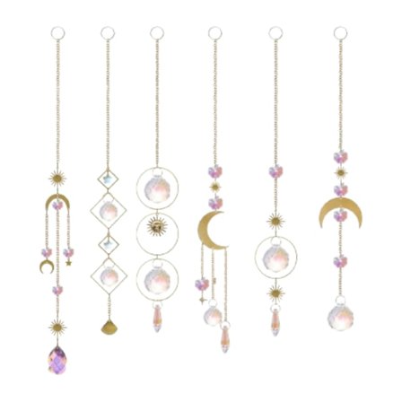 Kristallprydnad / Hängande Dekorationer, 6-pack måne