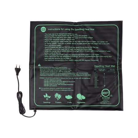 Plantevarmepude Vandafvisende Frøplantevarmepude Varmepude til Planter Spiring Planteskole 50x52cm EU-stik 220V