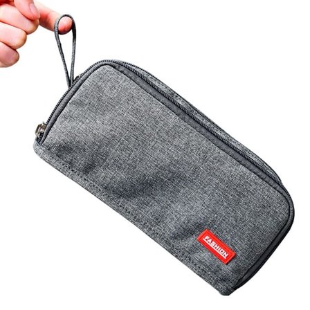 Stor pennfodral, pennfodral, stor kapacitet, grå