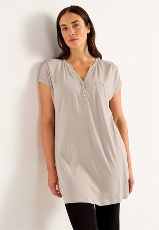 Cellbes of Sweden - Jerseytunika i modalmiks med metalknapper i beige til damer i størrelse 34/36