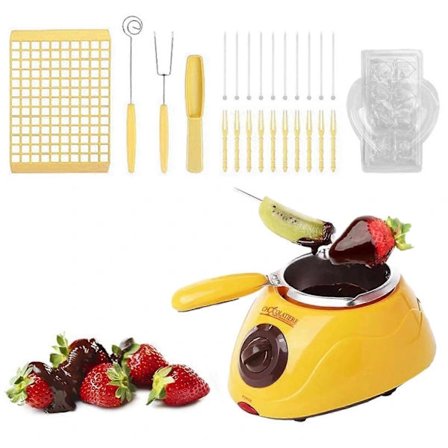 Black Friday-tilbud! MINI Elektrisk Chokoladefonduesæt - Smeltegryde til Chokolade, Ost, Smør, Slik - Kompatibel med Staron Yellow 5O0