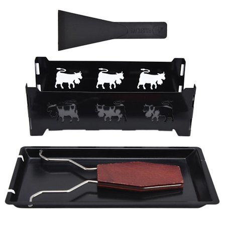 Mini ost-raclettegrill med svart handtag rektangulärt bakverktyg för ostbakning