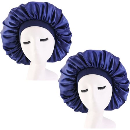 Satin Søvn Bonnet, Nat Hætte med Bred Elastisk, Silke Søvn Hætte