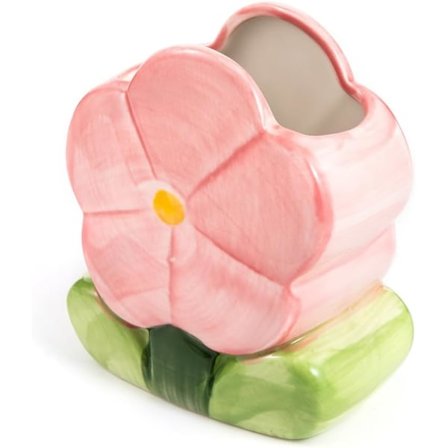 Blommig Pennställ Keramiska Skrivbordsdekorationer Kontorsorganisatör Hylla Förvaringsburk (RÖD-B)