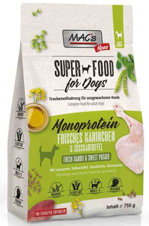 Mac's Super Food for Dogs 750g Kanin, SensiMono - Tørrfôr til hund
