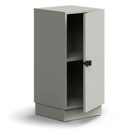 Skap QBUS, 1 hylle, sokkel, håndtak, H868 B400 D420 mm, lys grå