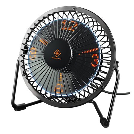 USB desktop fan with clock, black
