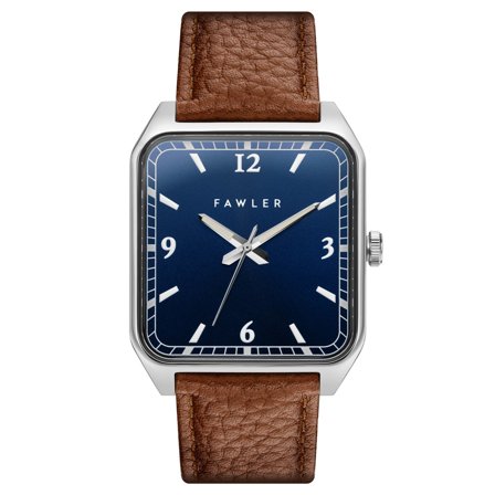 Clyde | Square Silver-Tone and Blue Watch for Men - Wrist watches
