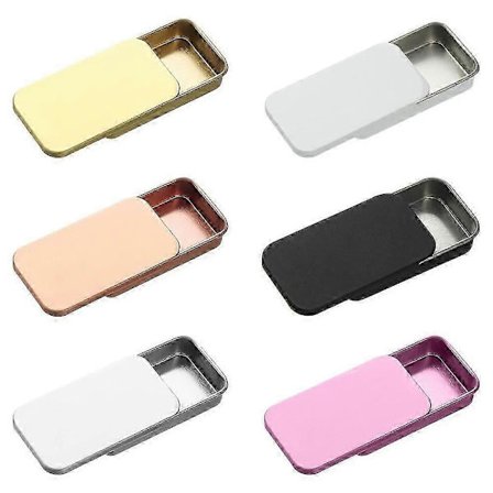 2 stk. rektangulære tomme mini-dåser af metal, kasser, krukker med hængsel, bærbare beholdere, små opbevarings dåser, skub-organisator, 
