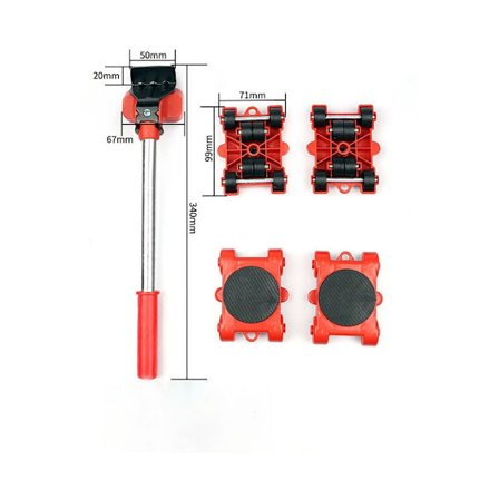 5 st möbellyftare, verktygsats för att flytta stora och små möbler utan ansträngning, för soffa, skåp