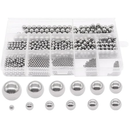600 stk. 12 rustfrie præcisionsstål kugler størrelse 1-8 mm metrisk cykel leje kugle sortiment kit mix kugler