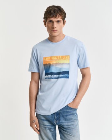 GANT Herren GANT USA Sailing Print Graphic T-Shirt (M) Blau