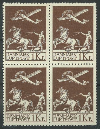 Danmark - AFA 182+182x i 4-blok ustemplet