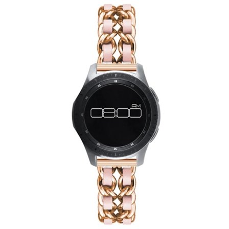 Leather on steel knit watch band for Samsung, Huawei and Amazfit watch - Rose Gold / Pink