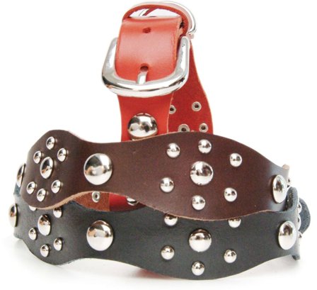 Puppy Angel - Silver Leather Collar - Brun- Hundhalsband