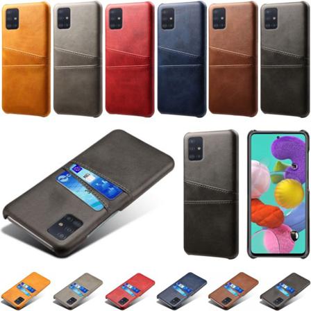 Samsung Galaxy A71 4g Skal Fodral Skydd Skinn Kort Visa Amex - Brun A71