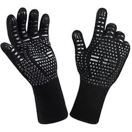 Grillhandsker Varmebestandige 800 Grader, Brandsikre Handsker Med Silikonebelægning