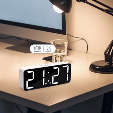 Väckarklocka, digital klocka med inomhustemperatur snooze