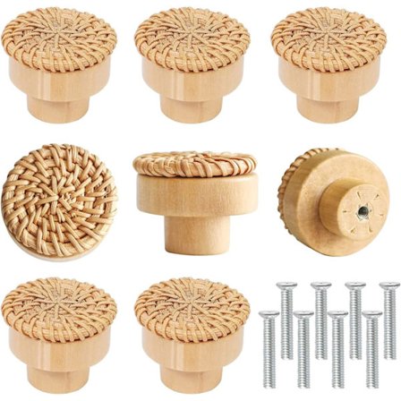 8 stk. Rattan kjøkkenskap knott møbelhåndtak kjøkkendørknotter møbelskuffeskap,