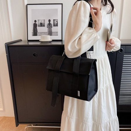 Canvasväska Dubbel axelväska SVART PURE STRAPS PURE STRAPS